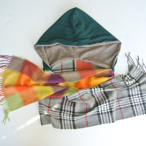 Upcycled cashmere hooded scarf