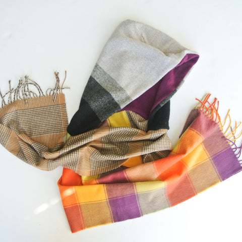 Upcycled cashmere hooded scarf