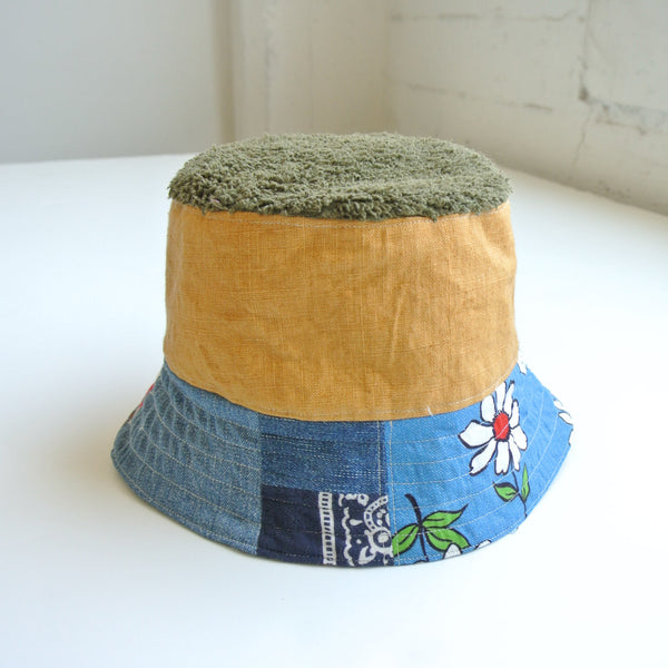 Reworked Bucket Hat "LA" linen x patchwork Small
