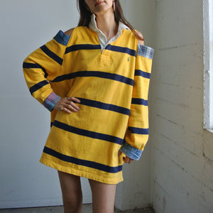 Reworked Polo open shoulder rugby yellow stripe