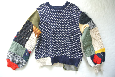 patchwork sweater navy