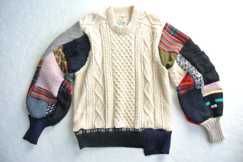 patchwork sweater white
