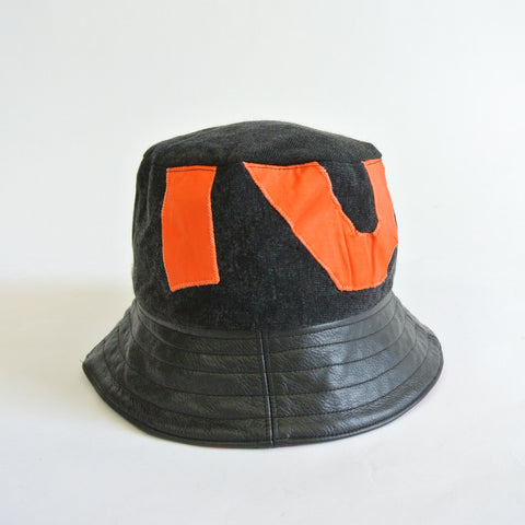 Reworked bucket hat 50s jersey x leather medium